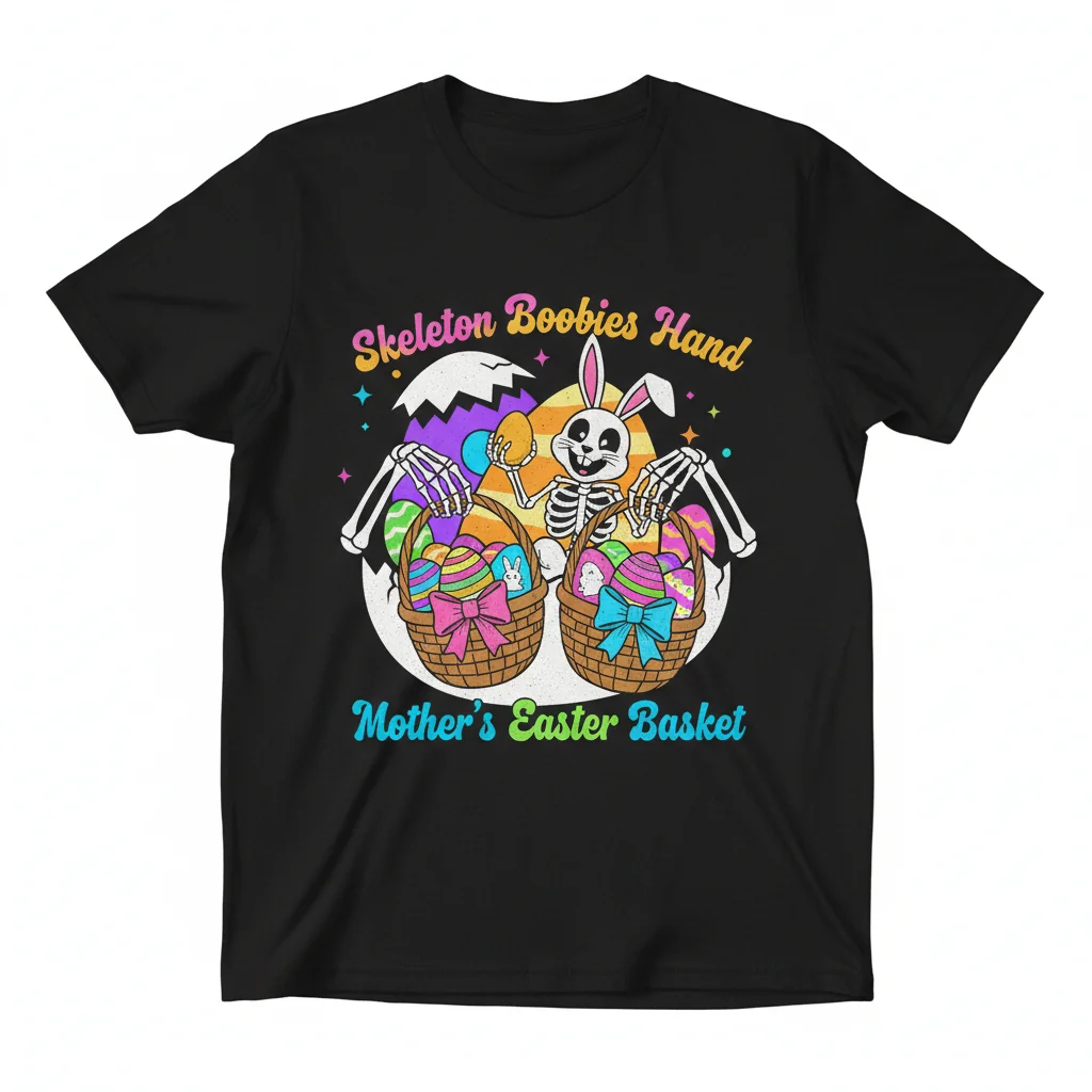 Skeleton Boobies Easter Basket Hand T-Shirt - Cute Holiday Gift