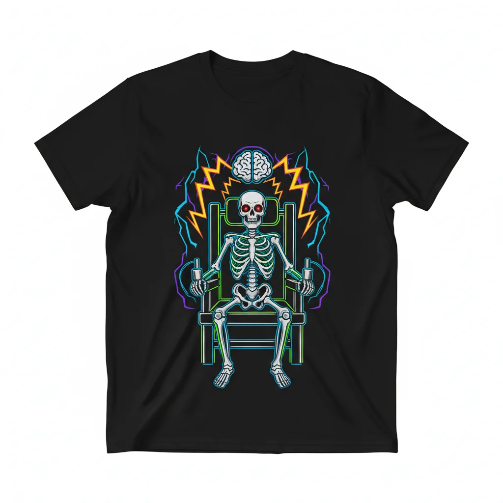 Electric Chair Skeleton Tee – Vibe-Ready Horror Art