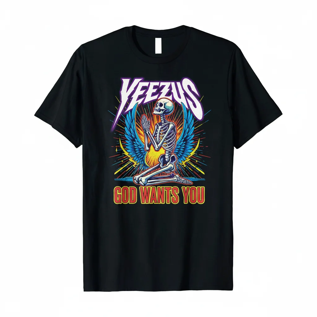 Divine Whispers: Skeleton's Prayer & Yeezus' Call Tee