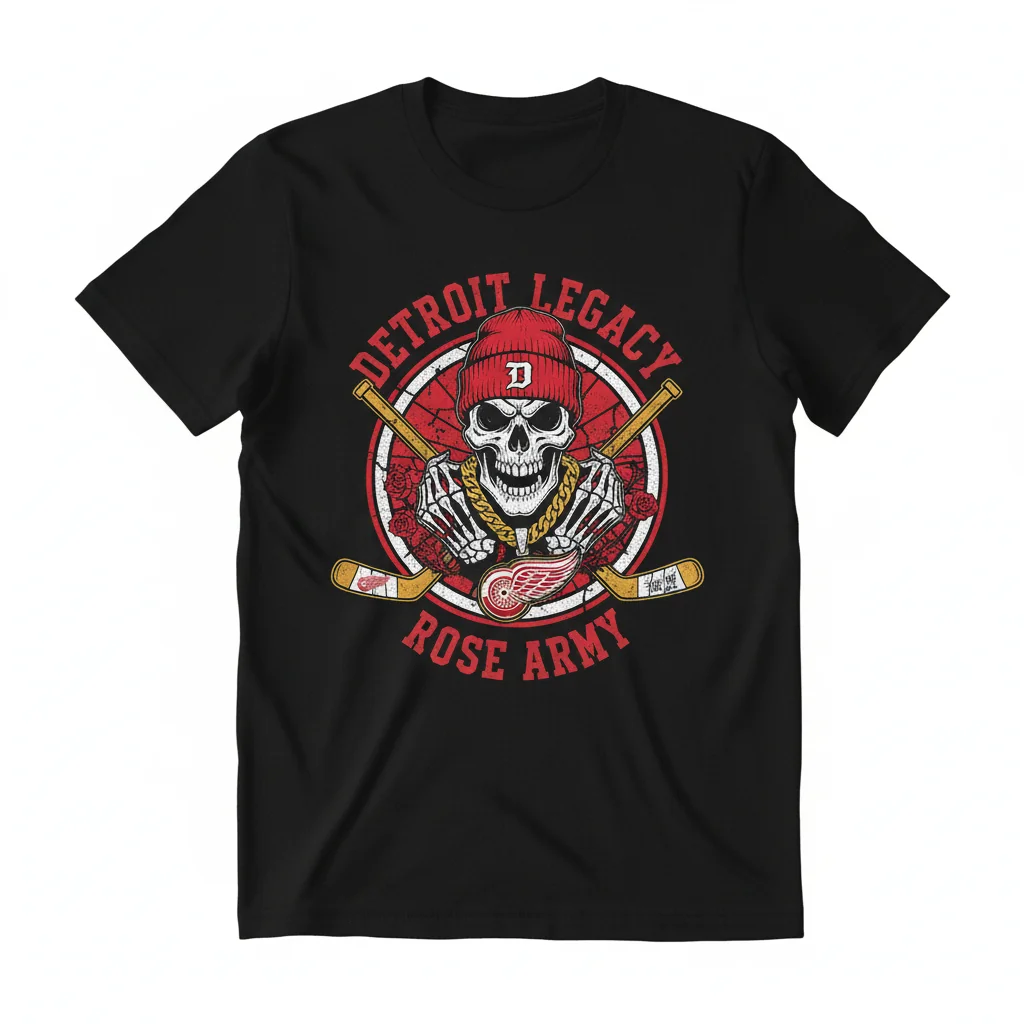 Skeleton Tupac Shakur x Detroit Red Wings Tee - Hip-Hop & Hockey Graphic Shirt