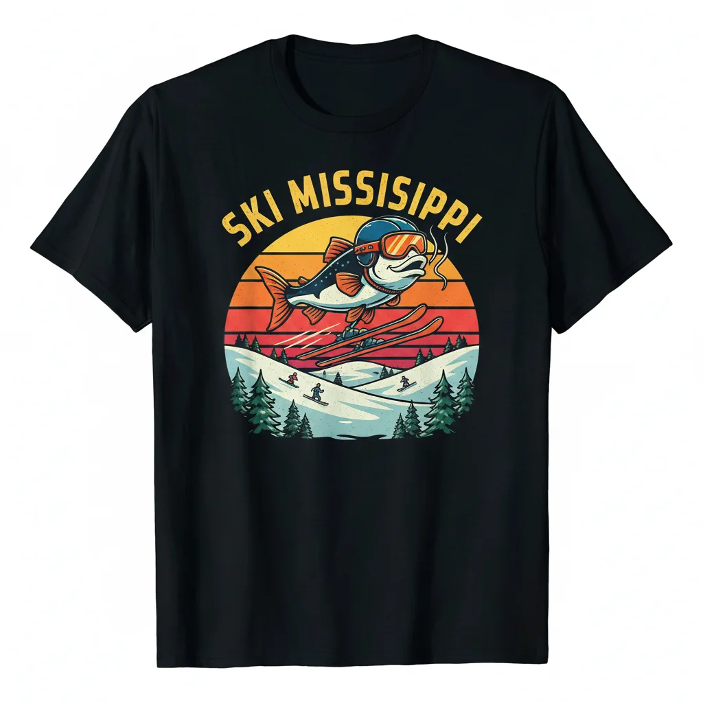 Ski Mississippi T-Shirt - Premium Cotton Tee for Winter Sports & Humor