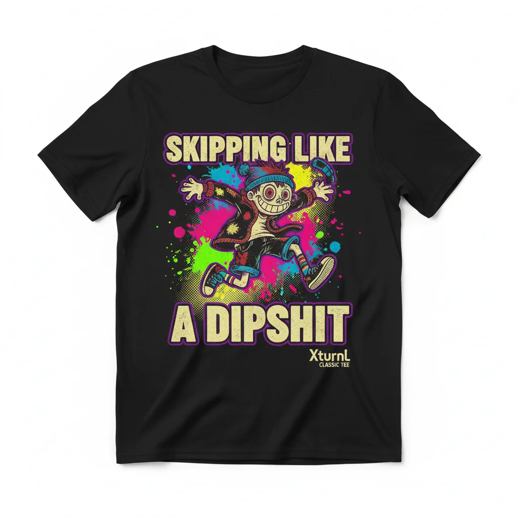The 'Skipping Like a Dipshit' Essential Tee: Embrace the Unfiltered Joy