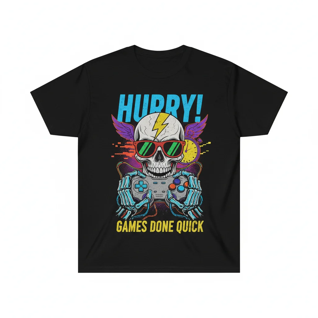 Skull Awesome Hurry Games Done Quick T-Shirt - Premium Cotton Tee