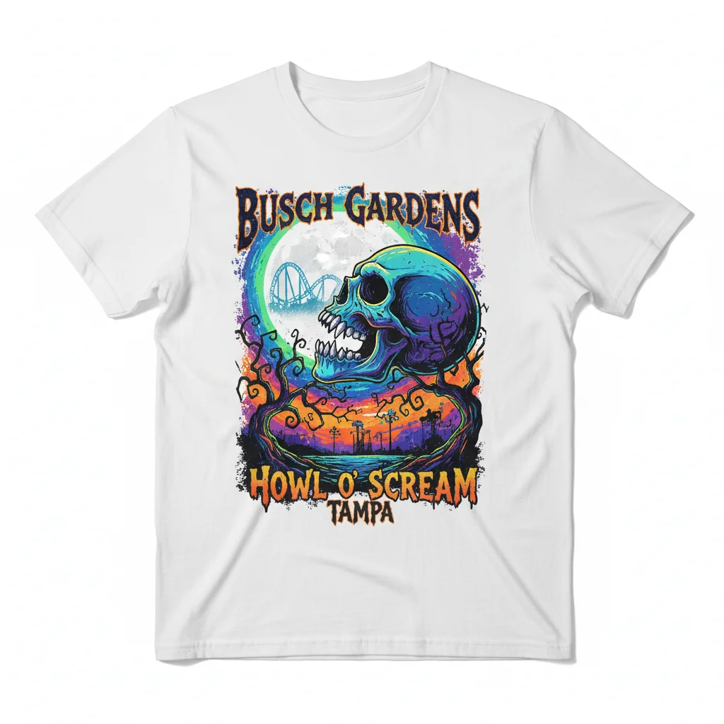 Skull Howl O Scream Busch Gardens Tampa Graphic Tee