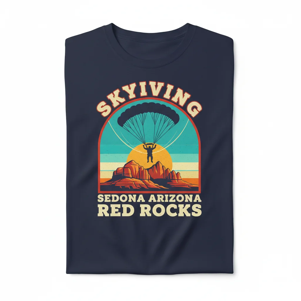 Red Rocks Sedona Arizona AZ Skydiving - Vintage Paragliding Adventure T-Shirt