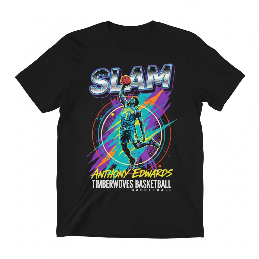 Anthony Edwards Minnesota Timberwolves Retro Slam Basketball T-Shirt