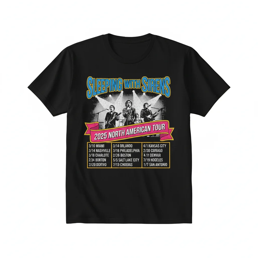 Sleeping with Sirens 2025 North American Tour Photo T-Shirt - Official Band Merchandise