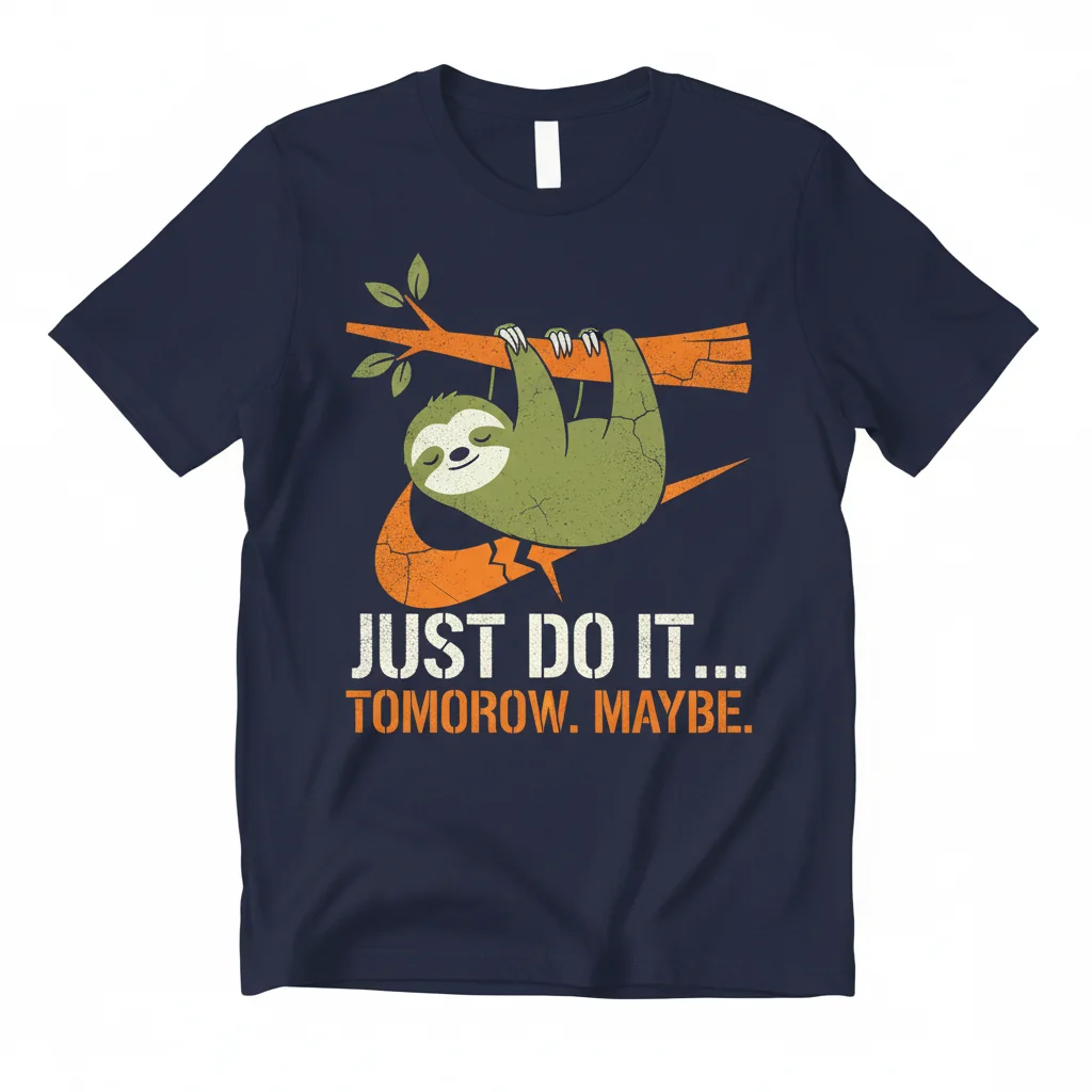 Sloth 'Just Do It Tomorrow' Meme T-Shirt - Funny Lazy Animal Graphic Tee