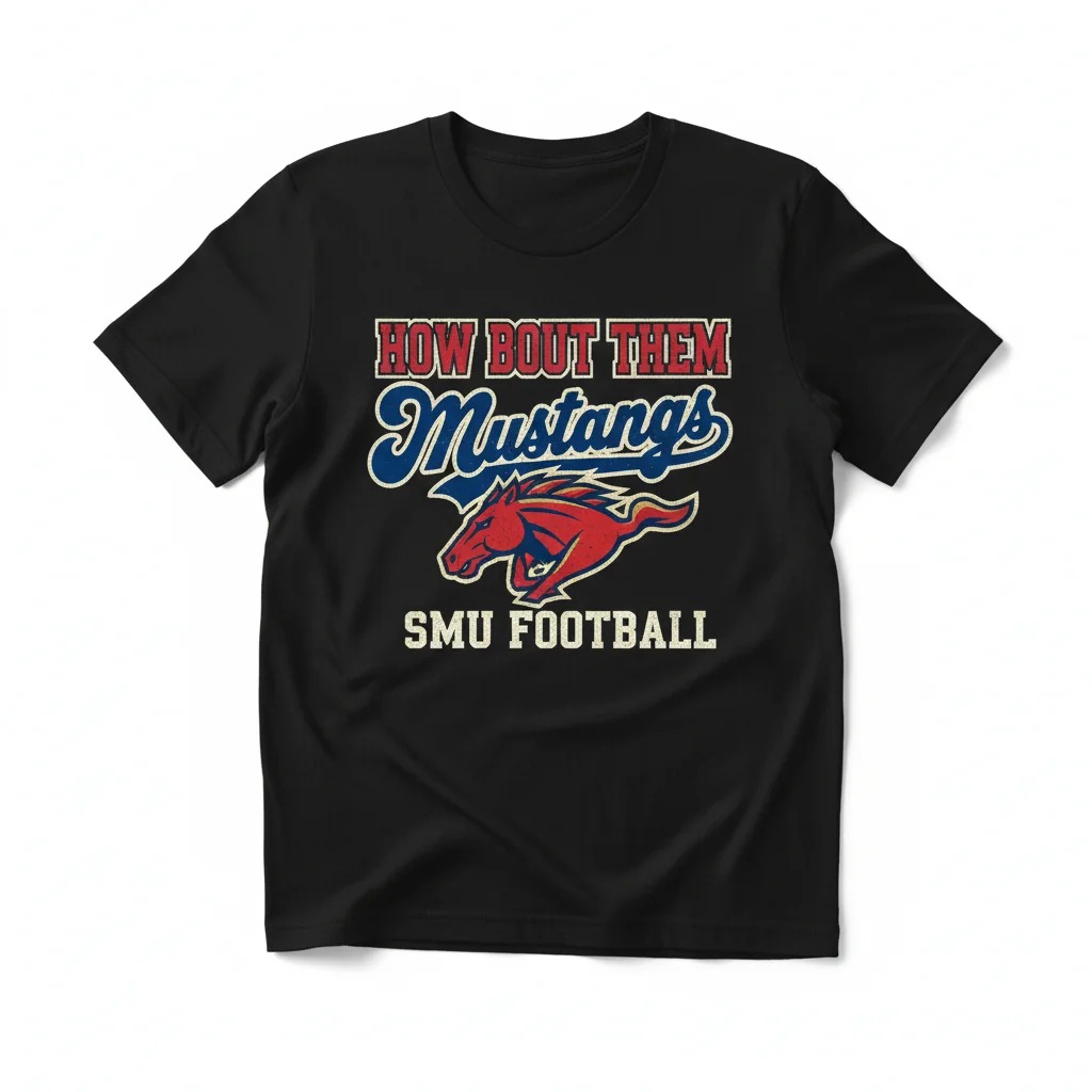 SMU Football "How Bout Them Mustangs" Premium Comfort Tee