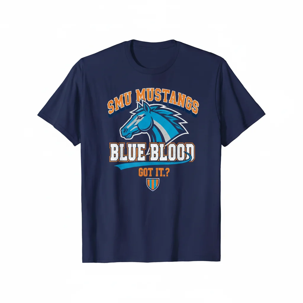 SMU Mustangs Blue Blood Fan T-Shirt – Ultra-Soft Cotton Tee
