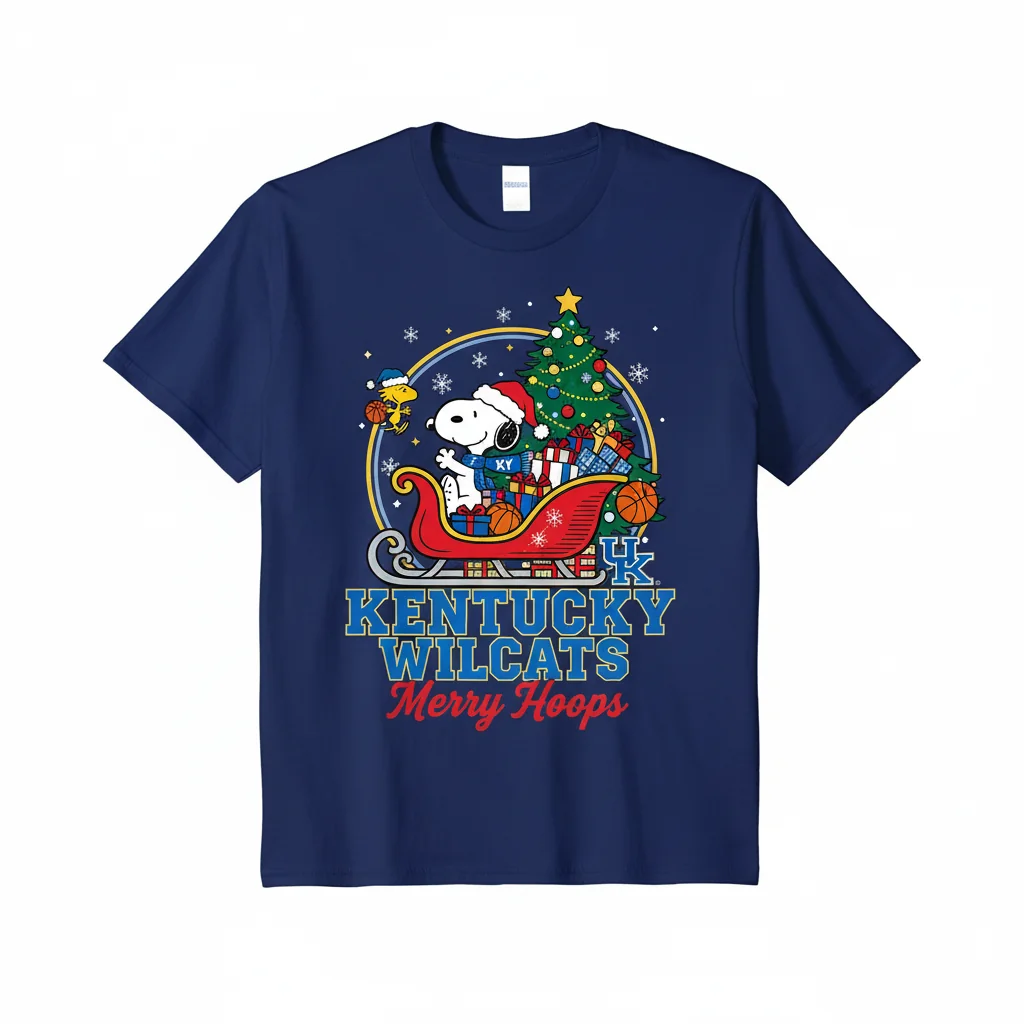 Snoopy & Friends Kentucky Wildcats Christmas T-Shirt – Festive NCAA Fan Apparel