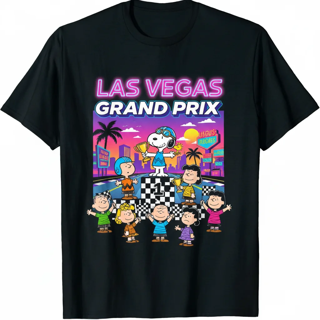 Snoopy Peanuts Las Vegas Grand Prix Podium Formula 1 T-Shirt – Unisex Comfort Tee