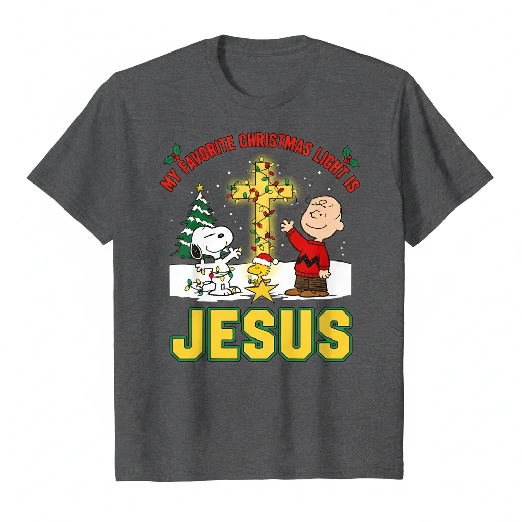 Snoopy & Charlie Brown: My Favorite Christmas Light Is Jesus - A Festive Message of Joy & Faith