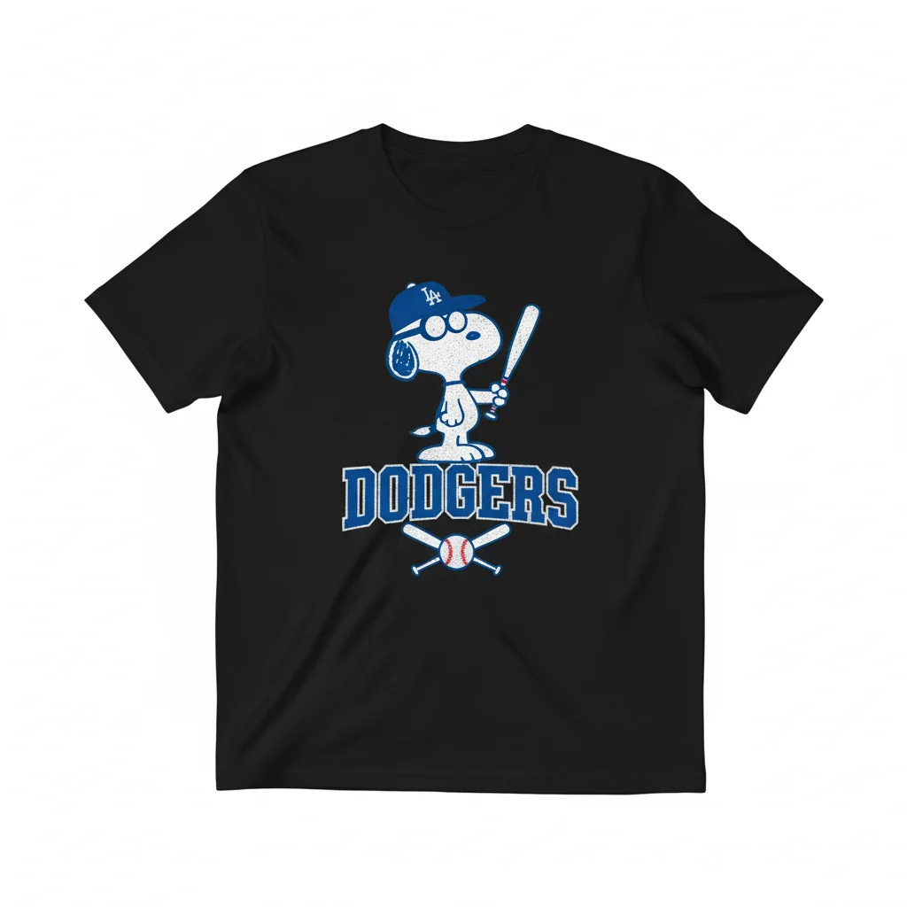 Snoopy Los Angeles Dodgers Baseball T-Shirt - Officially Licensed MLB Peanuts Tee