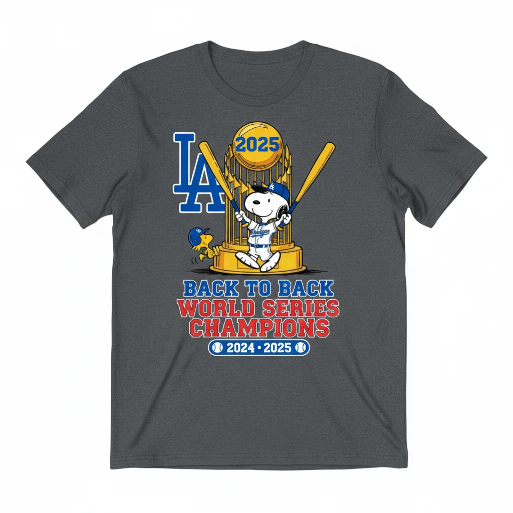 Snoopy Peanuts LA Dodgers Back-to-Back 2025 World Series Champions Shirt