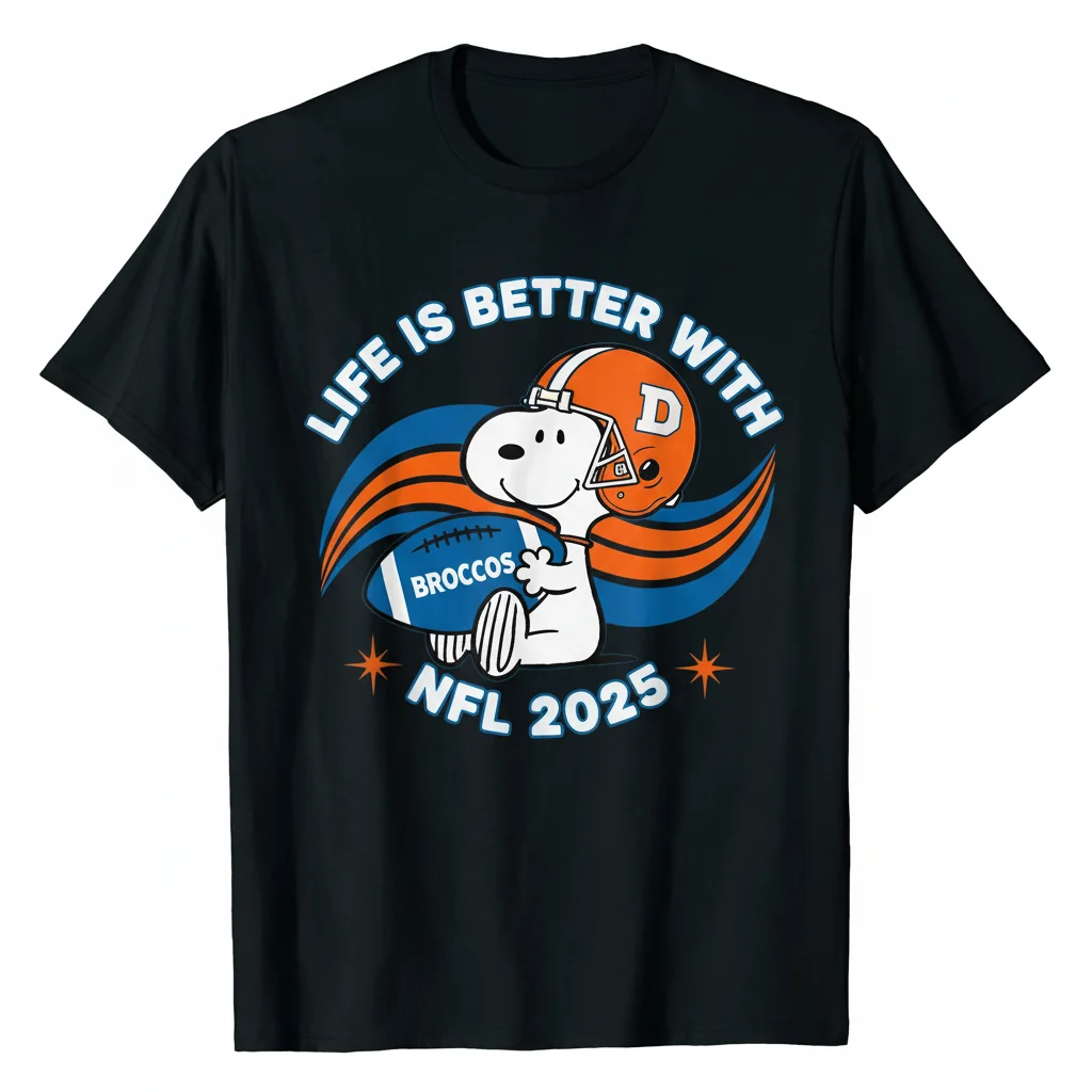 Snoopy Peanuts x Denver Broncos NFL 2025 Fan Shirt - Durable, Fade-Resistant & Perfect Fit