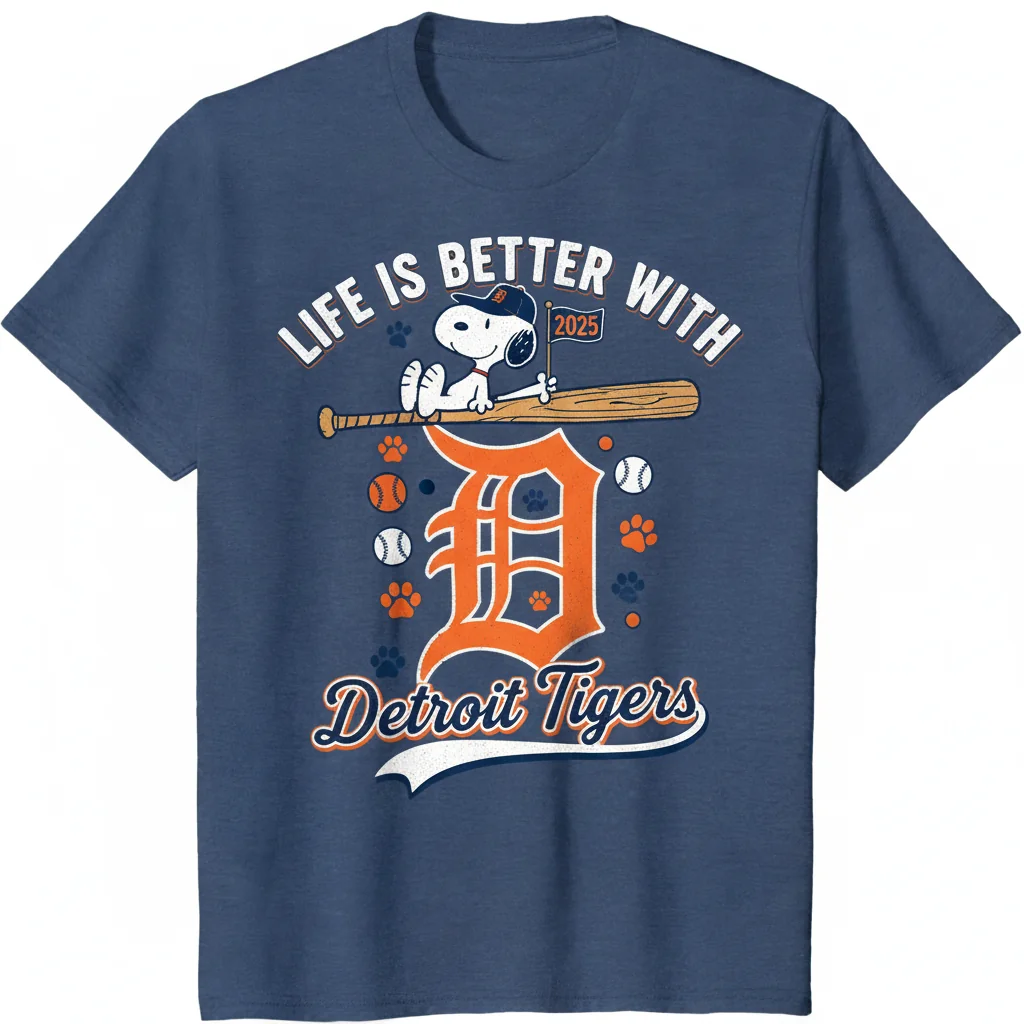 Snoopy Peanuts x Detroit Tigers MLB 2025: Premium Fan Shirt – Fade-Resistant & Perfect Fit