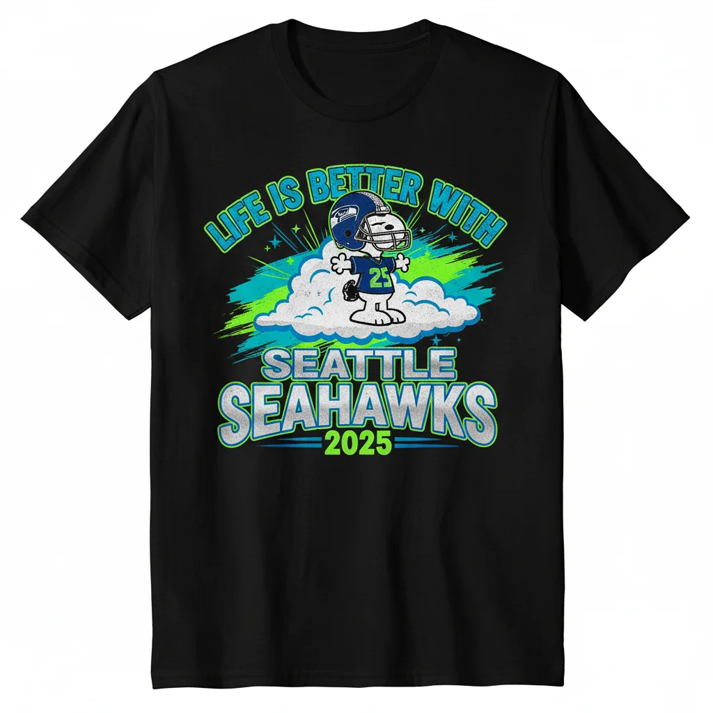 Snoopy Peanuts Seattle Seahawks 2025 Fan T-Shirt - Official NFL Inspired Apparel