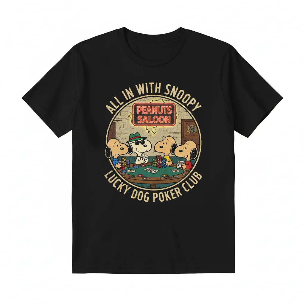 Snoopy Peanuts Poker Graphic Tee - Unisex Soft Cotton Shirt