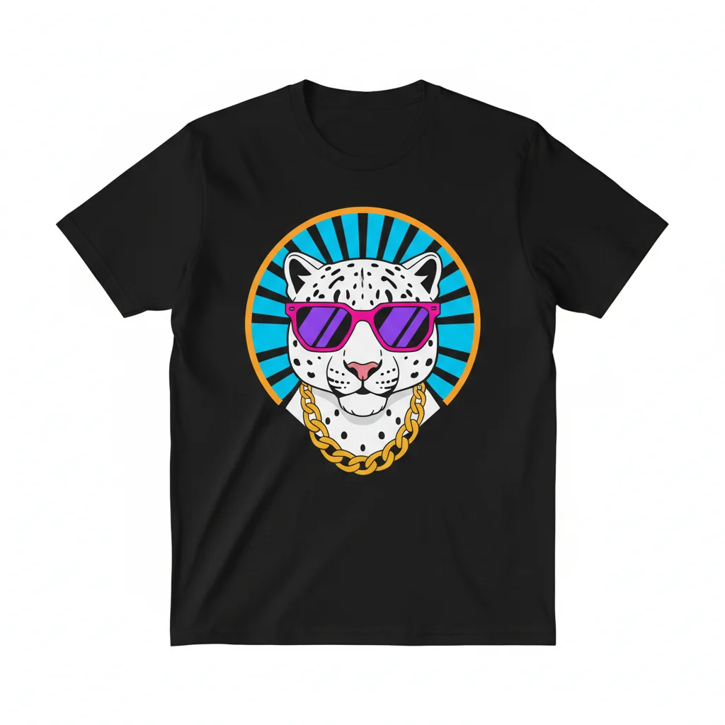 Cool Snow Leopard in Sunglasses Unisex T-Shirt – Durable, Vibrant & Perfect Fit