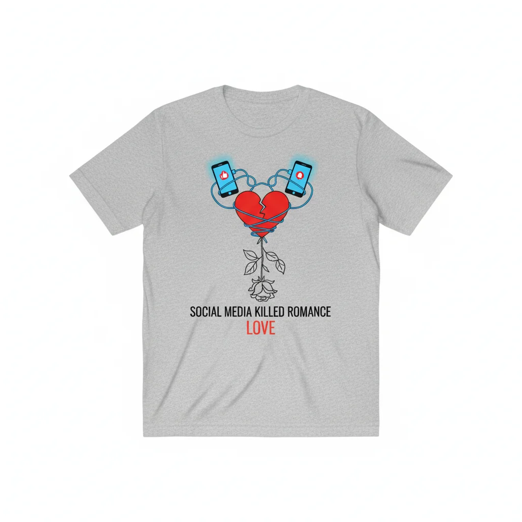 Social Media Killed Romance Love Essential T-Shirt - Modern Humor Tee