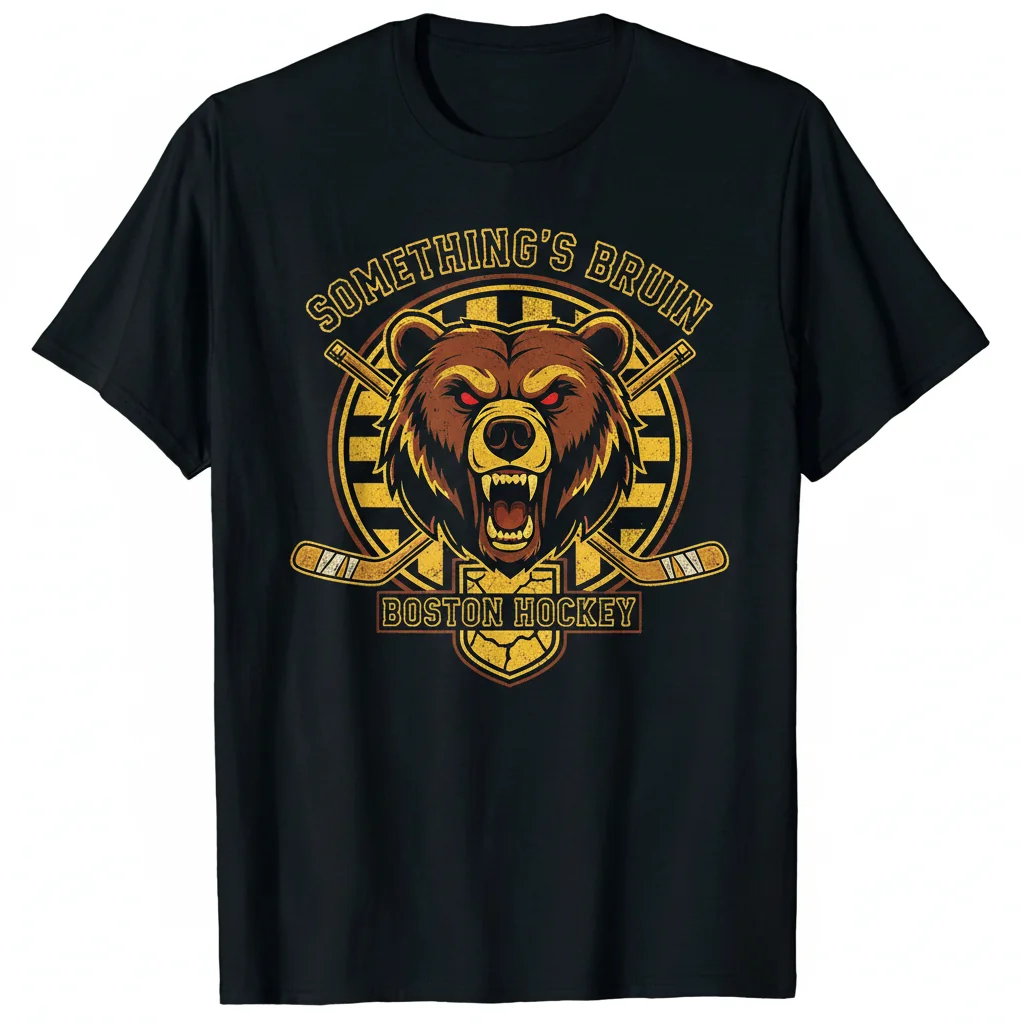Something's Bruin Boston Bruins Hockey T-Shirt - Fan Apparel