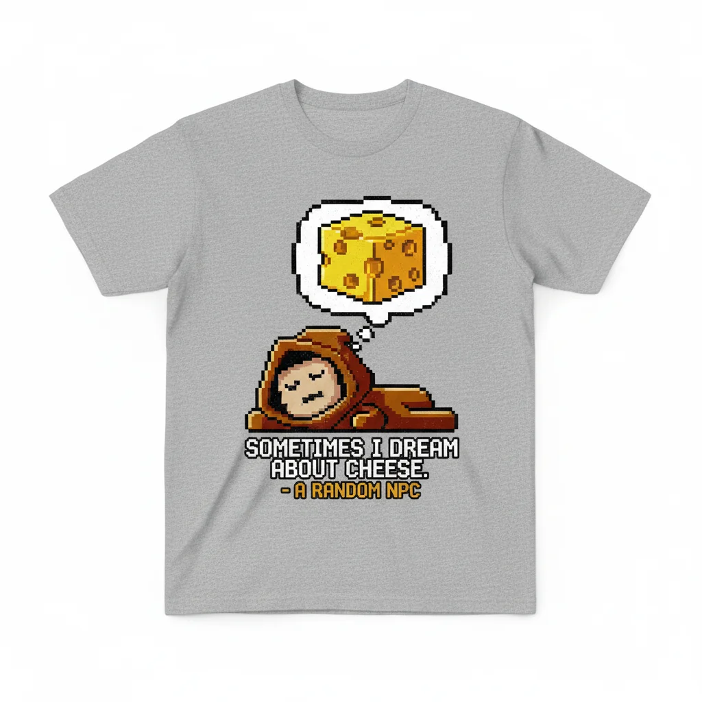 Sometimes I Dream About Cheese NPC Quote Unisex T-Shirt – Funny Gaming Tee