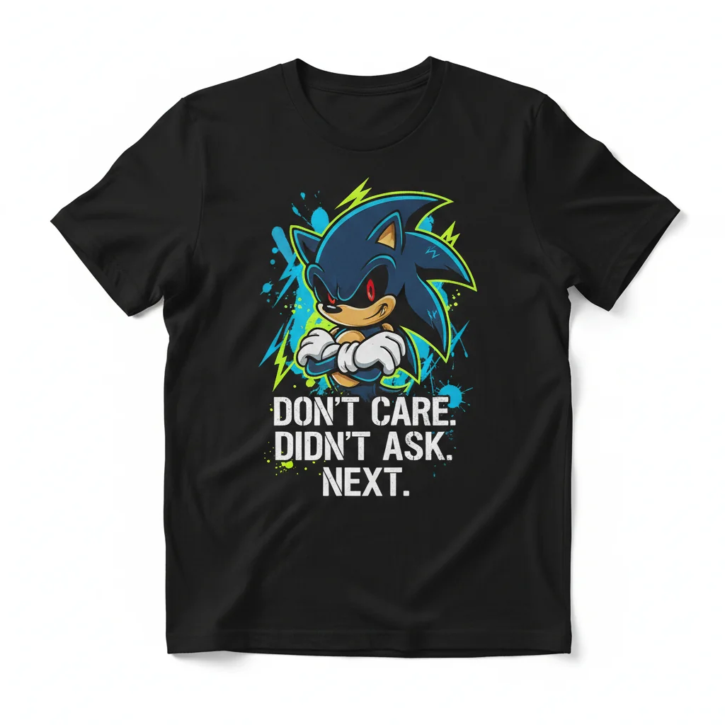 Sonic 'Don't Care, Didn't Ask' Meme Essential T-Shirt – Premium Cotton Graphic Tee