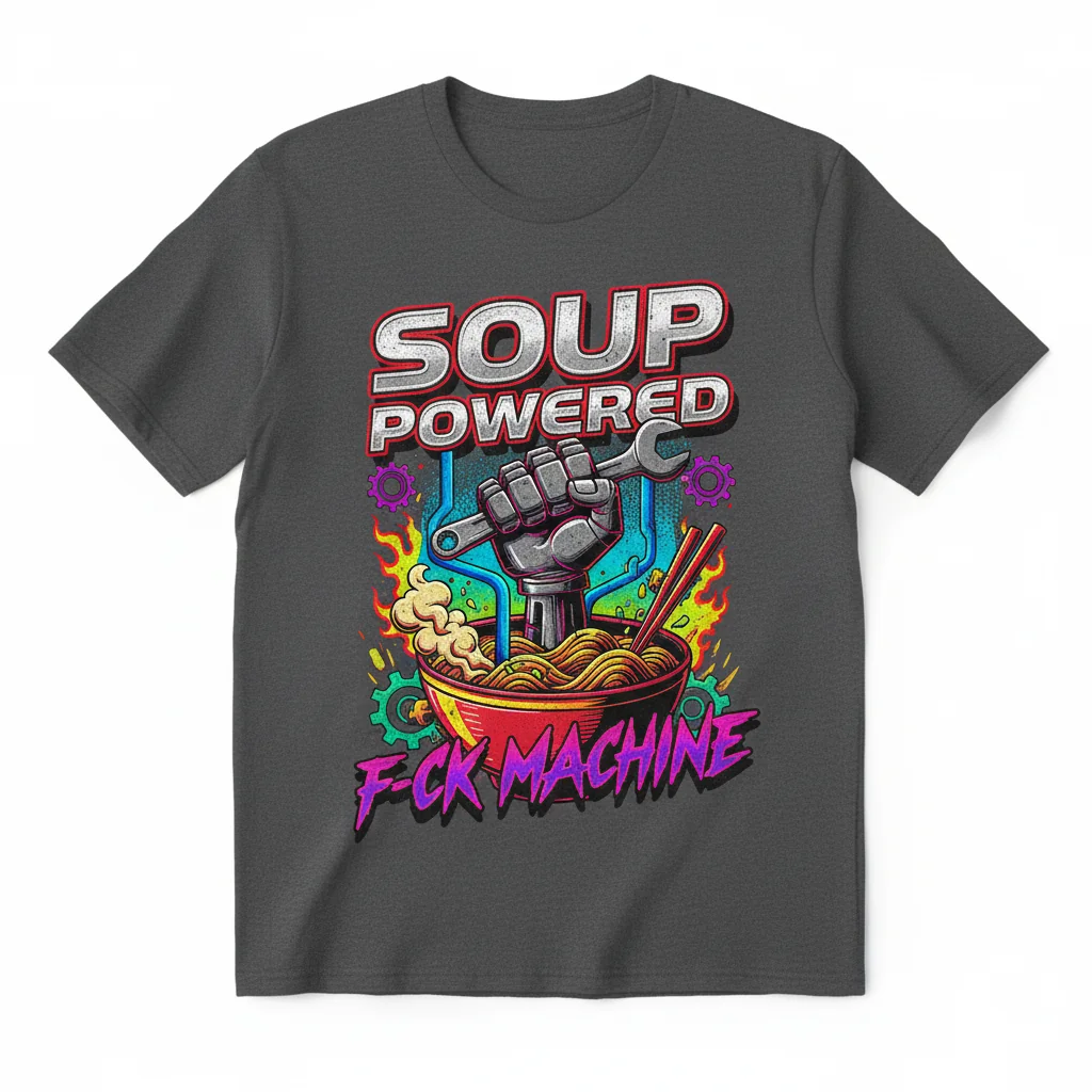 Soup Powered F-ck Machine Essential T-Shirt - Premium Cotton Graphic Tee