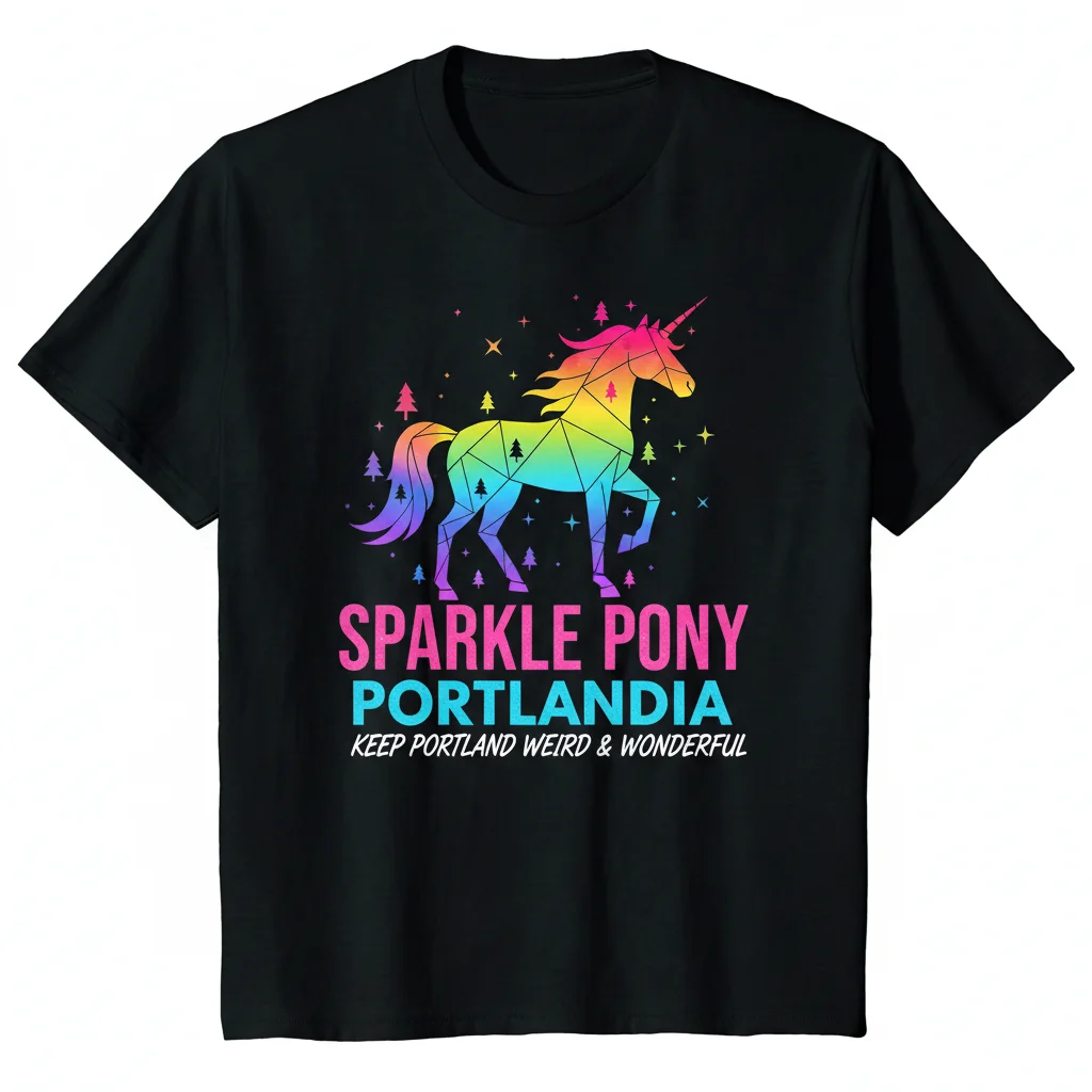 Sparkle Pony Portlandia: The Durable, Fade-Resistant Essential T-Shirt