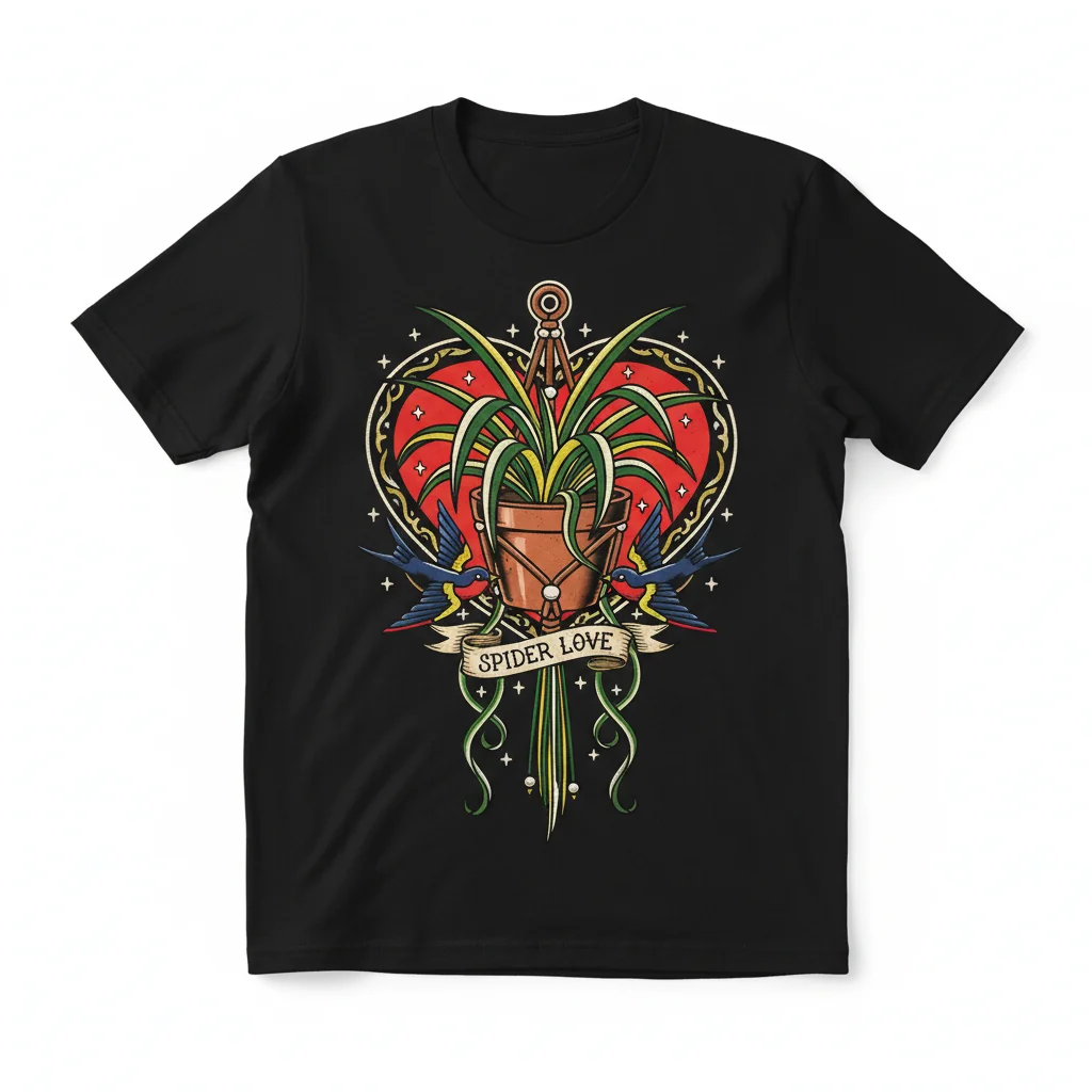Spider Plant Traditional Tattoo Unisex T-Shirt – Essential Comfort & Style