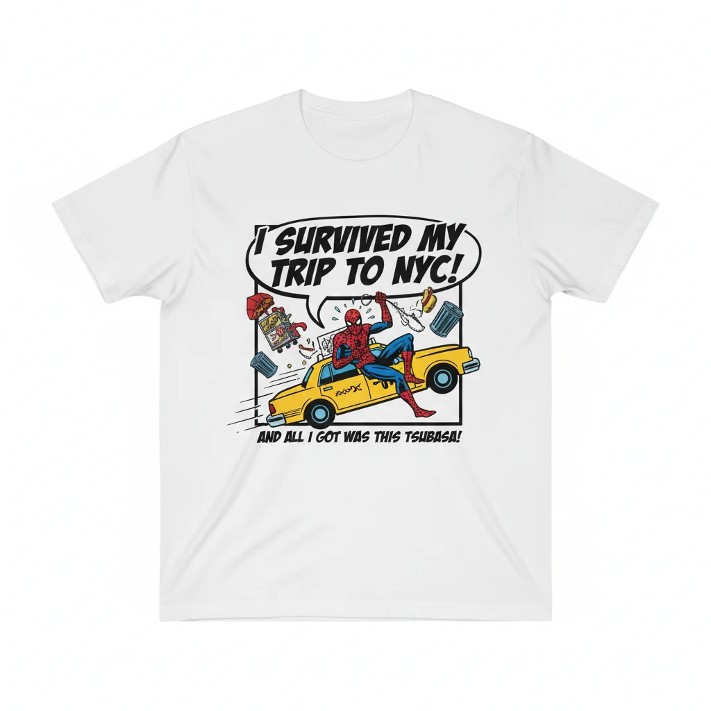 Spiderman "I Survived My Trip to NYC" Premium Essential T-Shirt – Fade-Resistant & Pre-Shrunk
