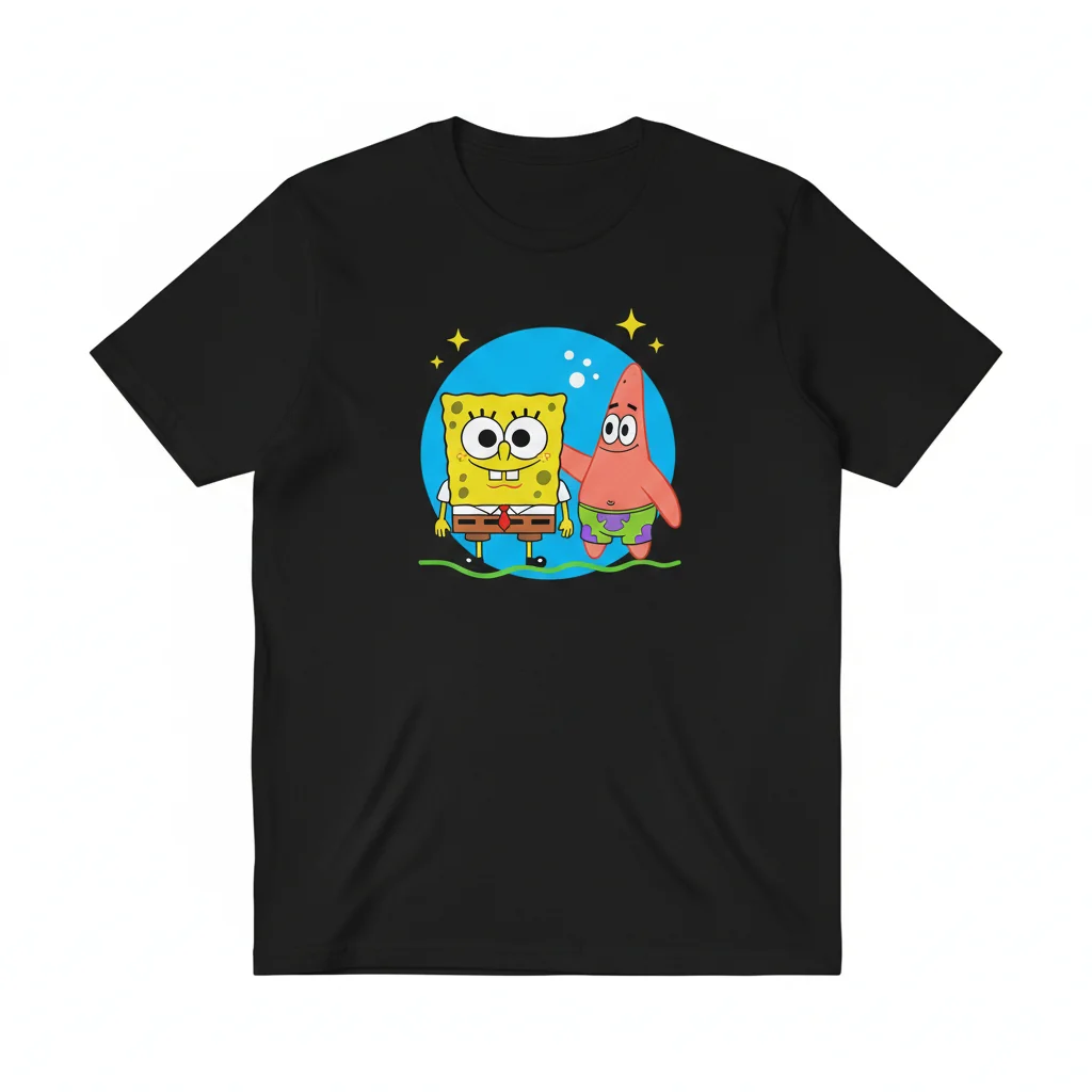Spongebob & Patrick Best Friends Essential T-Shirt – 100% Cotton, Retail Fit, Unisex