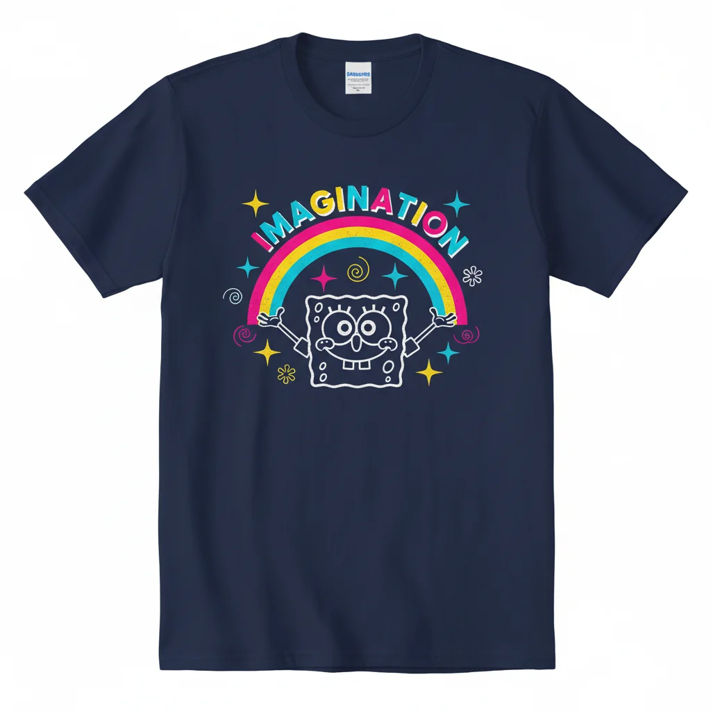 SpongeBob SquarePants Imagination Rainbow T-Shirt - Premium Cotton Tee for Adults