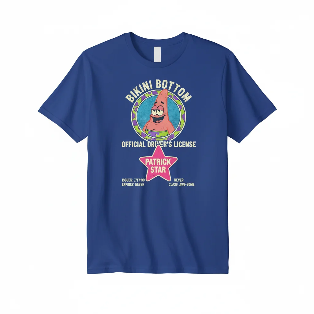 SpongeBob SquarePants Patrick Star Drivers License Graphic T-Shirt | Premium Cotton Tee