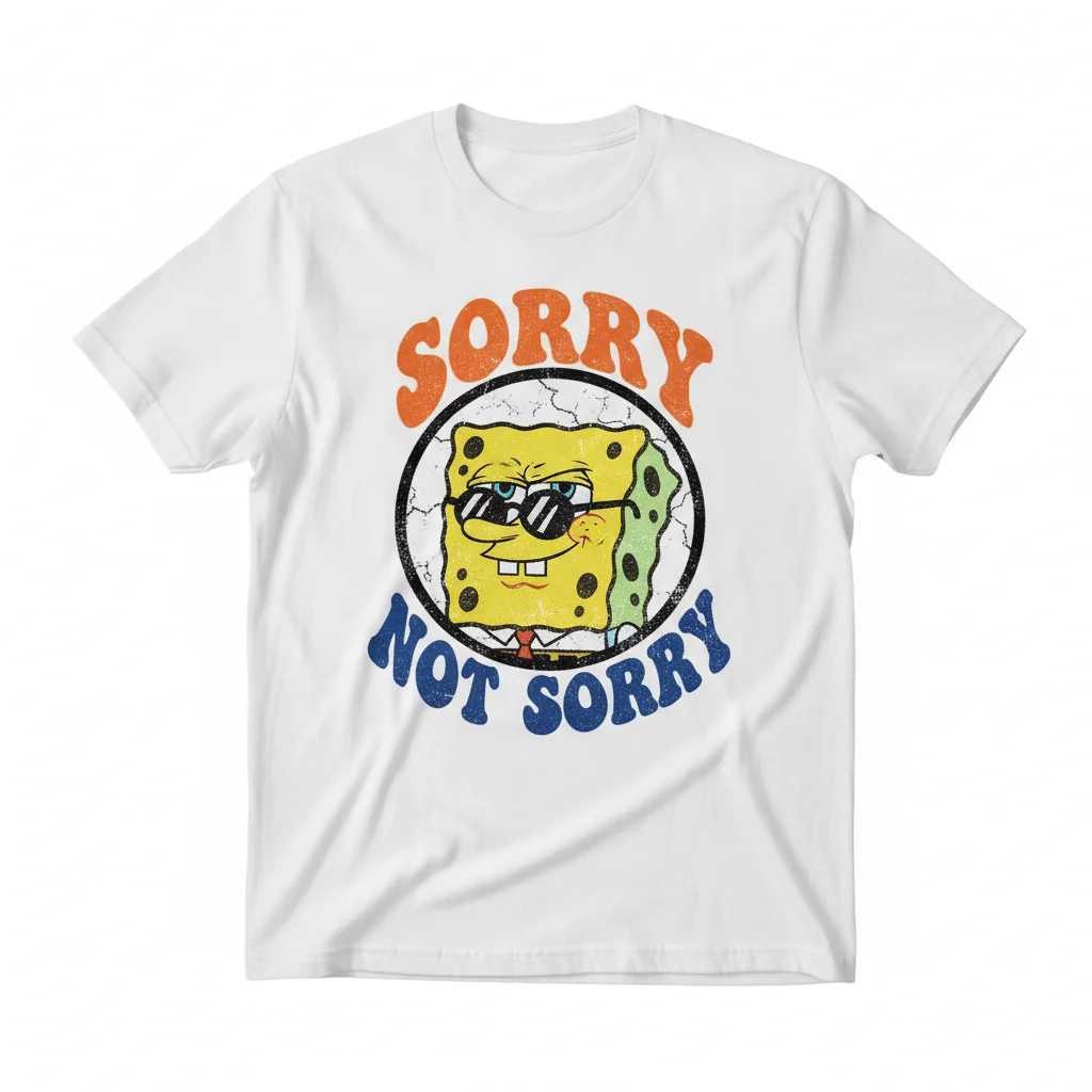 SpongeBob 'Sorry Not Sorry' Faded Portrait Essential Tee