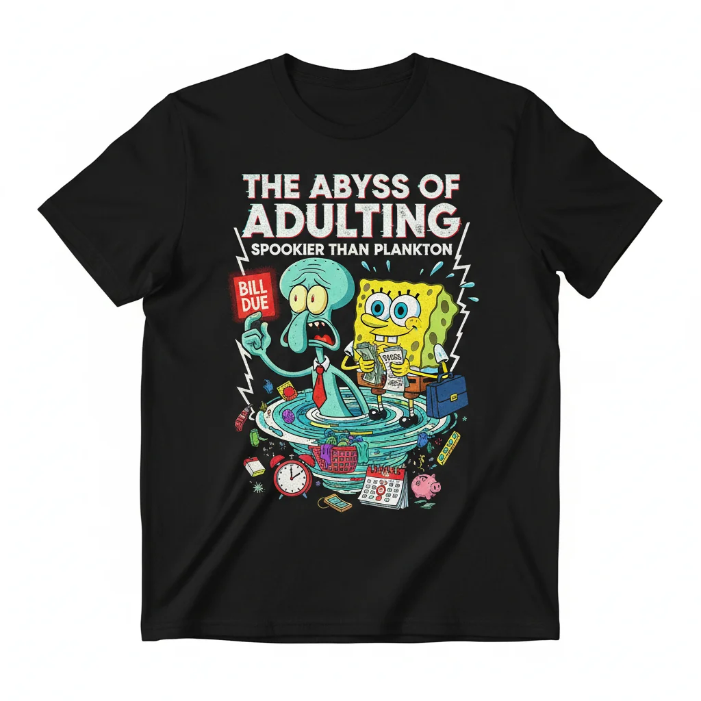 SpongeBob & Squidward Scared Of Adulting - Durable Essential T-Shirt