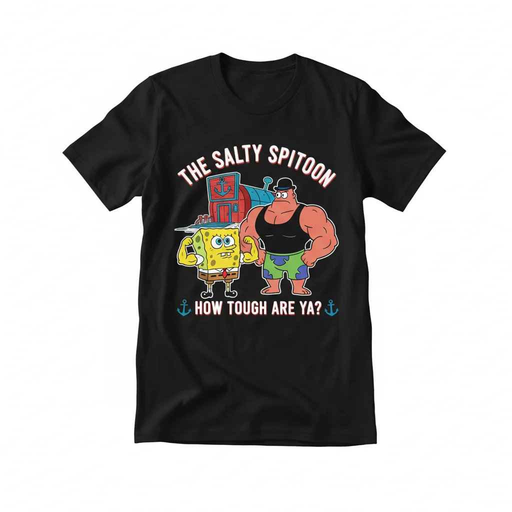 SpongeBob Salty Spitoon 'How Tough Are Ya' Essential T-Shirt - Premium Cotton Tee