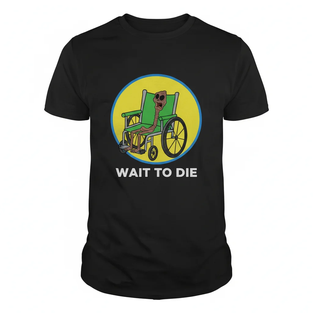 SpongeBob's Existential Embrace: The 'Wait to Die' Skeleton Tee – A Statement of Art & Comfort