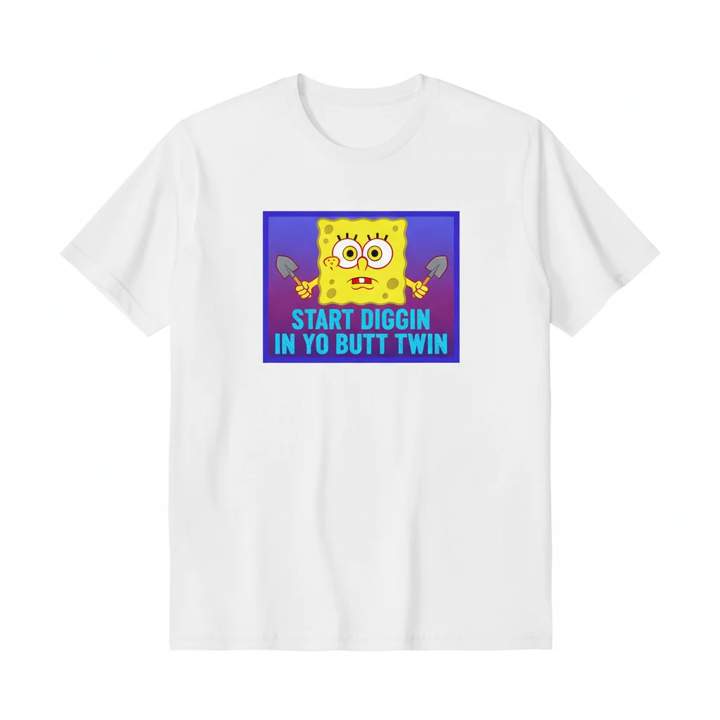 Spongebob Start Diggin In Yo Butt Twin Meme Essential T-Shirt – Premium Durability