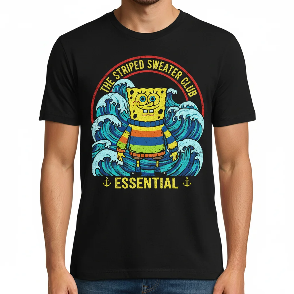 Spongebob: Striped Sweater – Your Cozy, Artistic Escape Essential Tee
