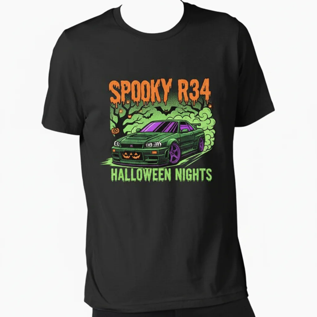 Spooky Halloween R34 Green Essential T-Shirt – Unique Car Art Apparel
