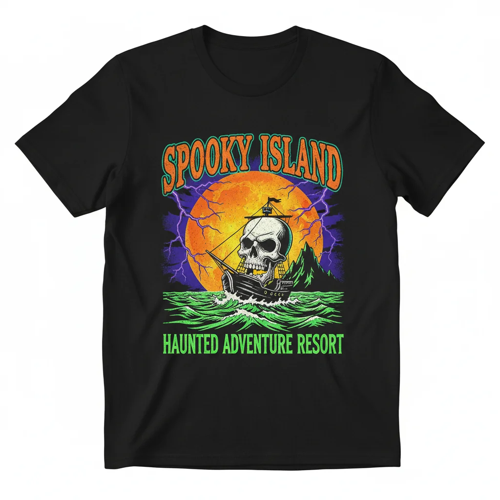 Spooky Island Retro Halloween Movie Graphic Tee - Vintage Inspired Gift