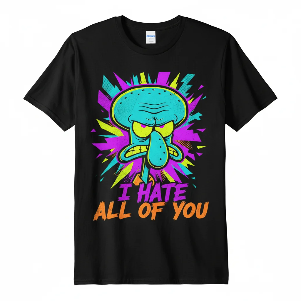 Squidward "I Hate All Of You" Meme T-Shirt - Premium Cotton Tee
