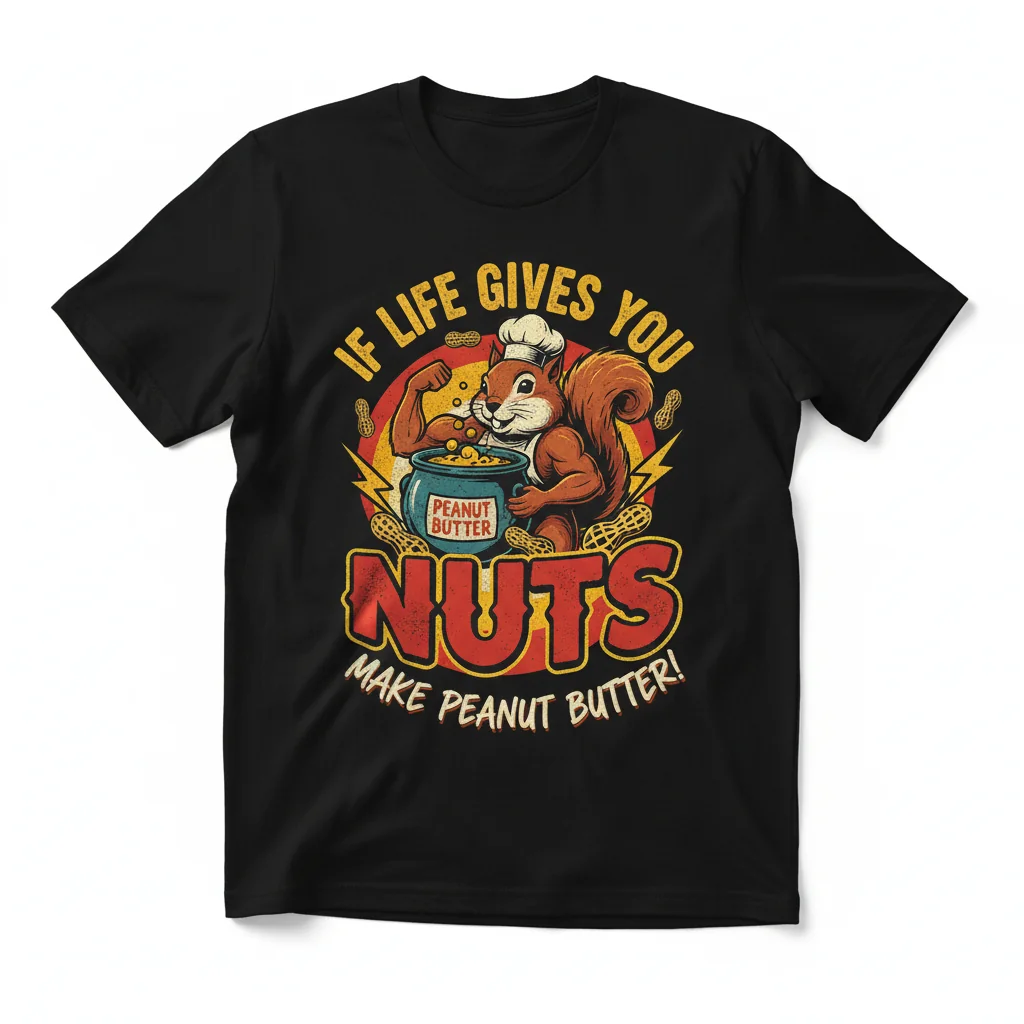 Squirrel Life Nuts Peanuts Butter Funny T-Shirt - Premium Cotton Tee