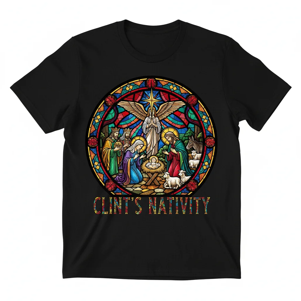 Divine Stained Glass Jesus Nativity Tee