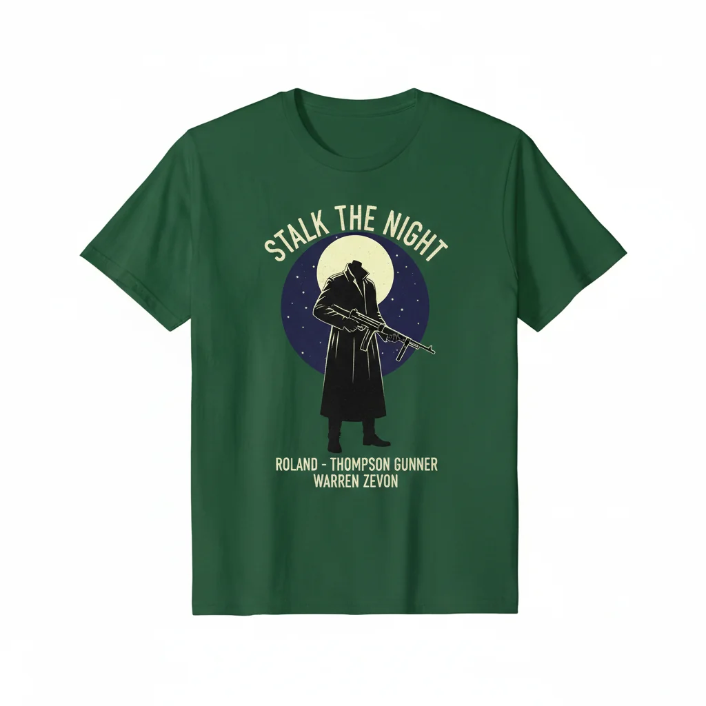 Stalk the Night: Roland the Headless Thompson Gunner - Warren Zevon's Legend T-Shirt
