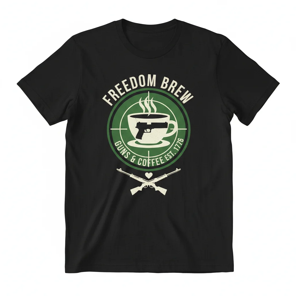 I Love Guns and Coffee T-Shirt | Funny Graphic Tee