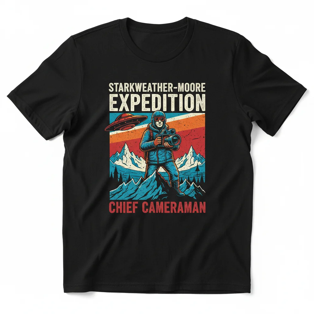Home 12 Starkweather-Moore Expedition Chief Cameraman Premium T-Shirt – Soft Cotton, Retail Fit Tee
