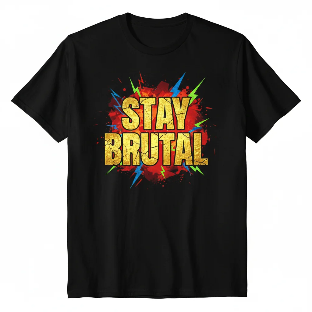 Stay BruTal Gold Metallic T-Shirt | Premium Cotton Graphic Tee